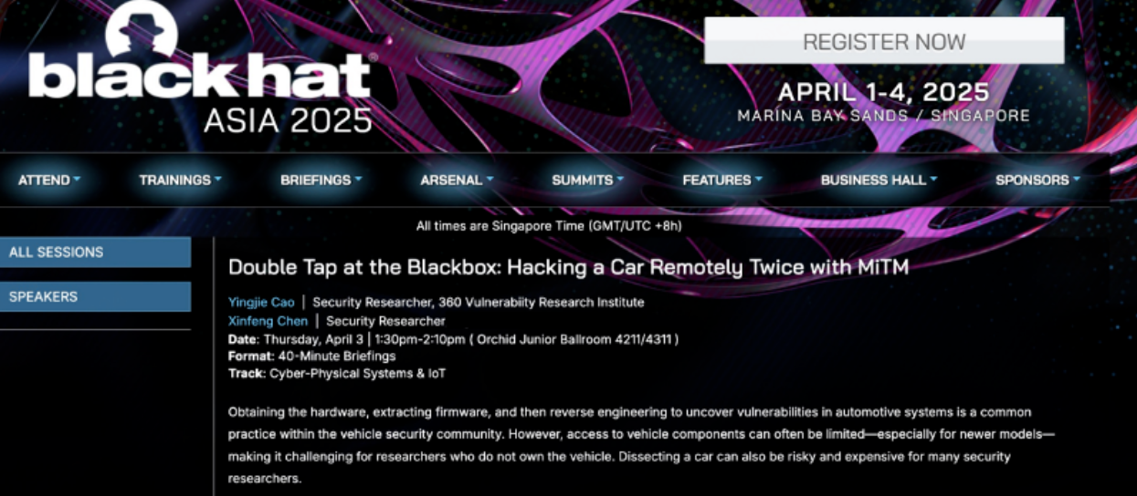 360数字安全集团受邀|《Black Hat Asia 2025亚洲黑帽大会》演讲